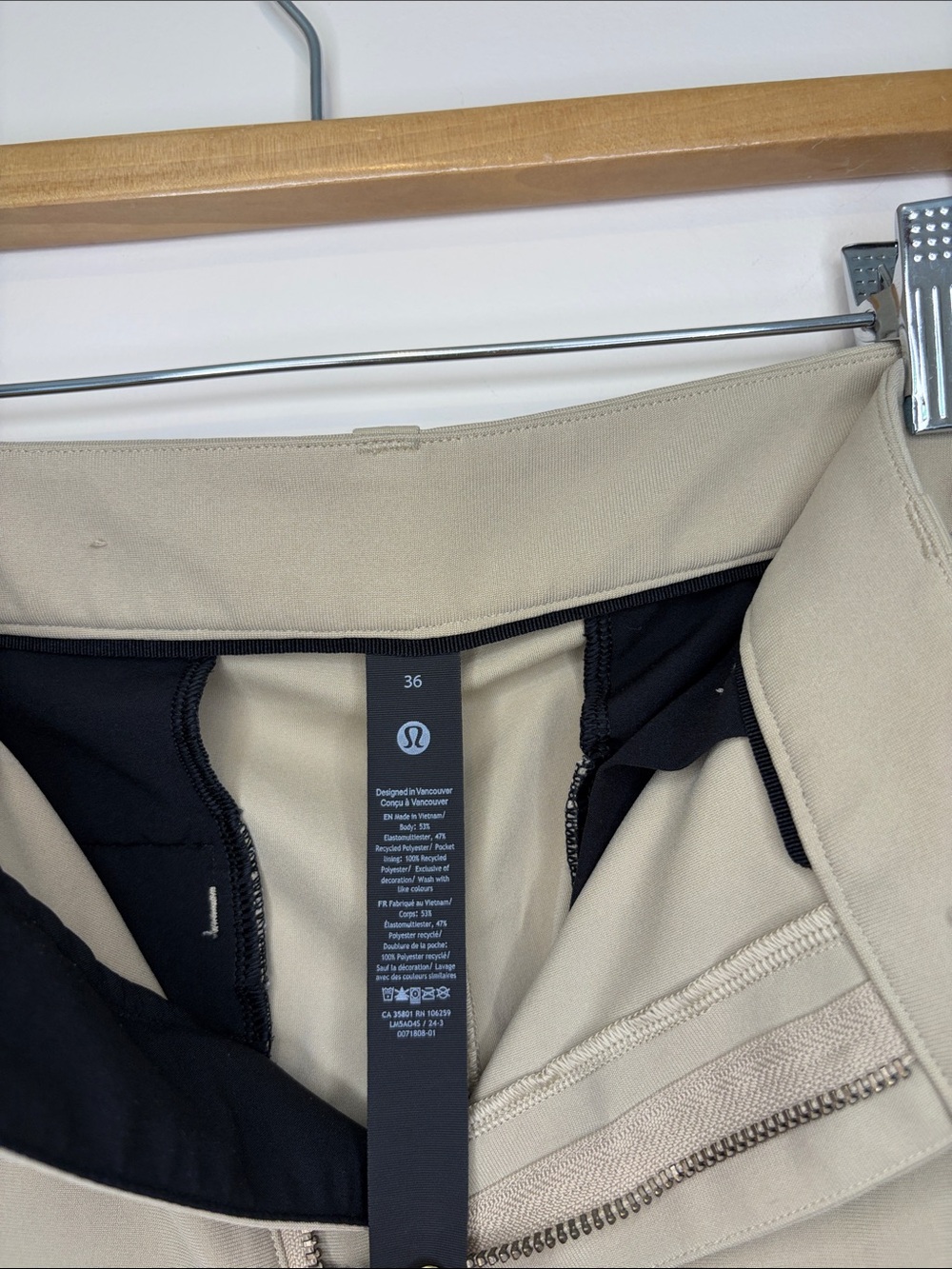 Lululemon Men’s ABC Slim Fit Trouser Warpstreme Size 36 Khaki - Picture 5 of 6